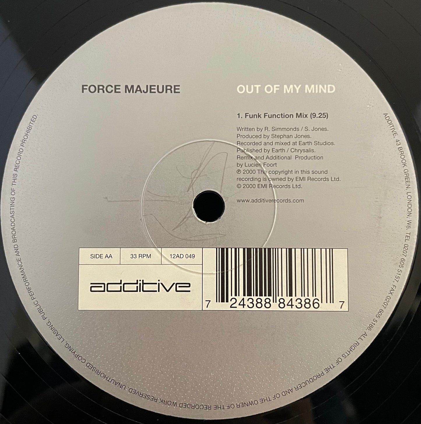 Force Majeure – Out Of My Mind – USED Vinyl 12" Single