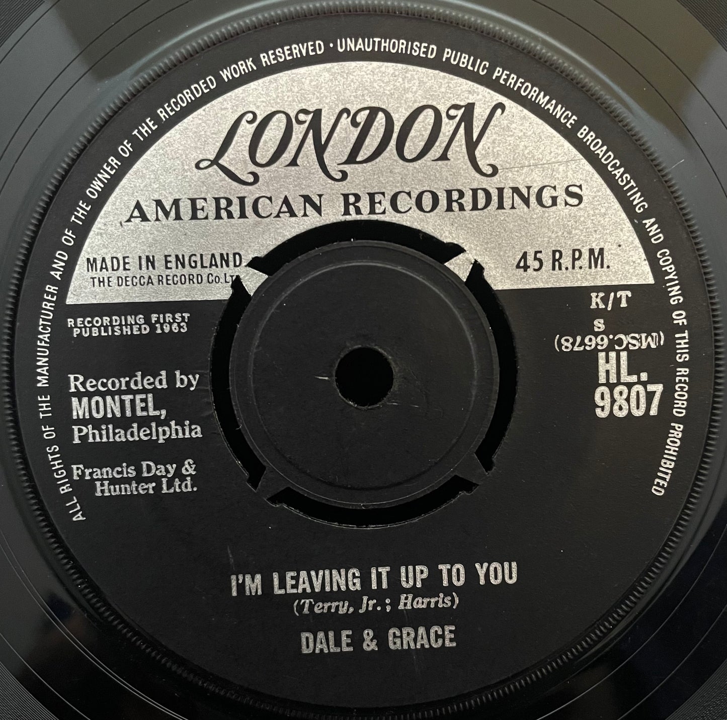 Dale & Grace – I'm Leaving It Up To You – USED Vinyl 7" Single