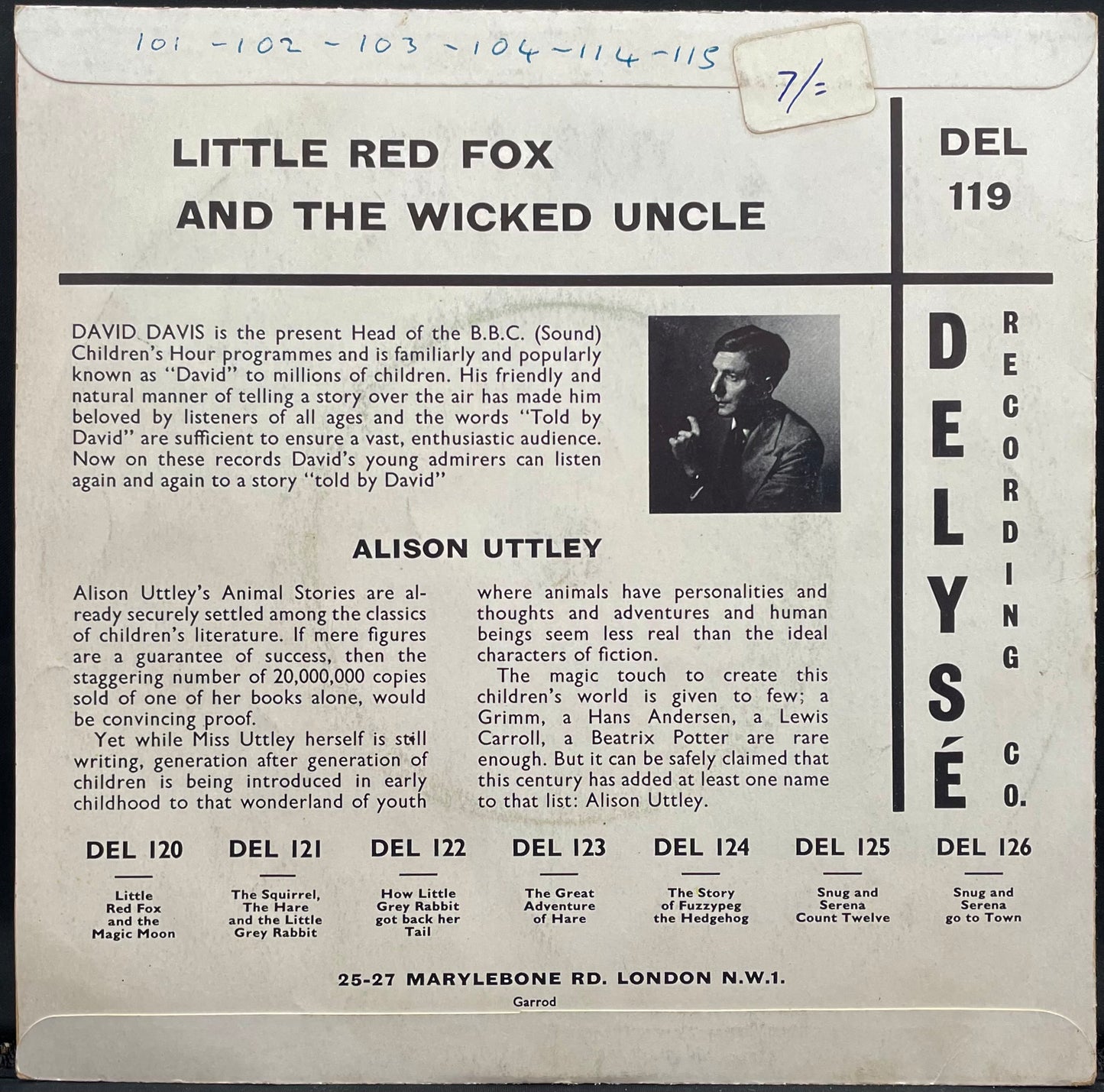 David Davis – Little Red Fox And The Wicked Uncle– USED Vinyl 7" Single