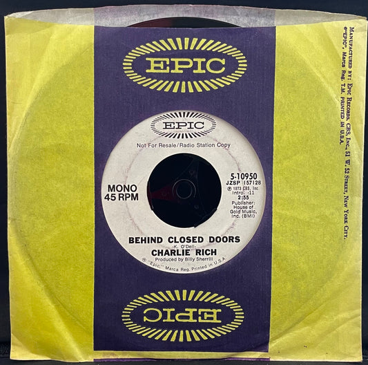 Charlie Rich – Behind Closed Doors - USED Vinyl 7" Single - MONO PROMO