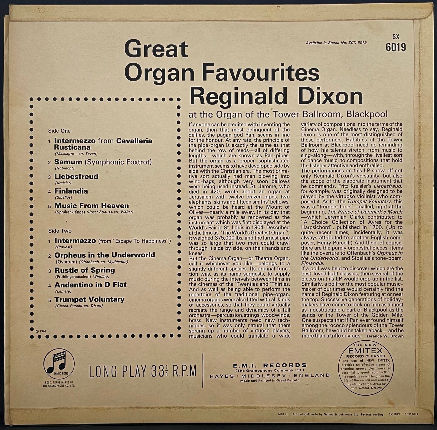 Reginald Dixon – Great Organ Favourites - USED Vinyl LP - MONO