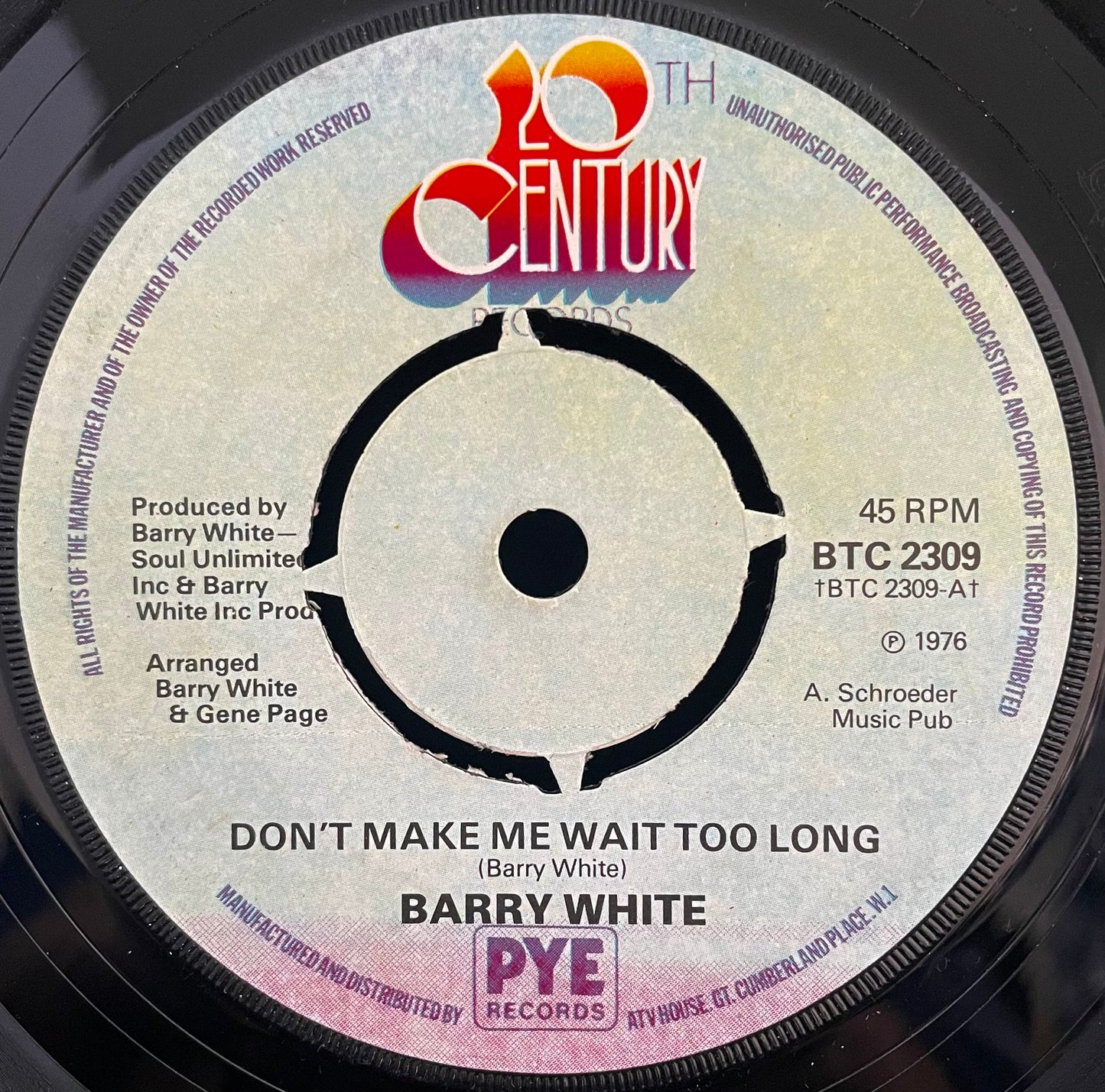 Barry White – Don't Make Me Wait Too Long - USED Vinyl 7" Single