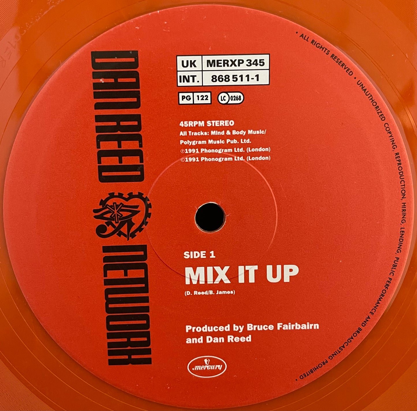 Dan Reed Network – Mix It Up – USED Vinyl 10" EP ORANGE