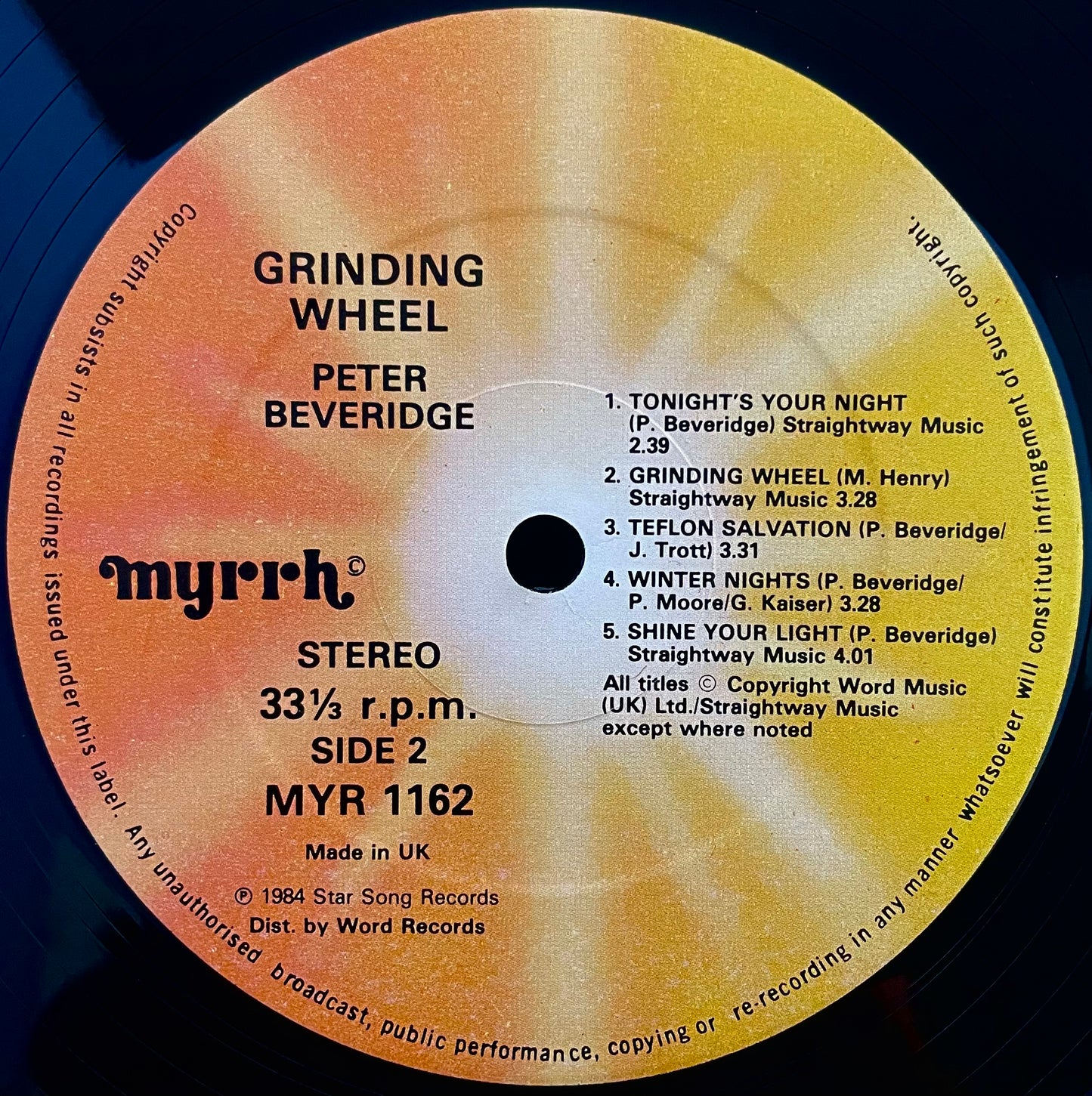 Peter Beveridge – Grinding Wheel - USED Vinyl LP