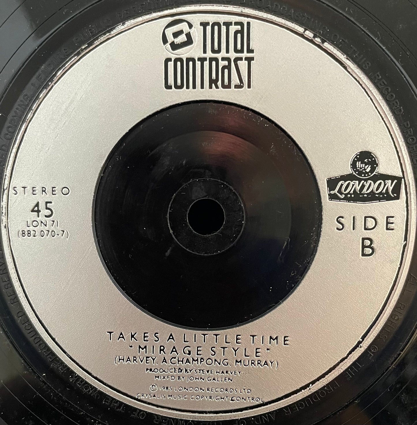 Total Contrast – Takes A Little Time - USED Vinyl 7" Single