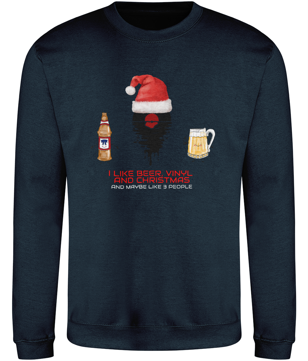 I Like Beer, Vinyl & Christmas - AWDis Sweatshirt