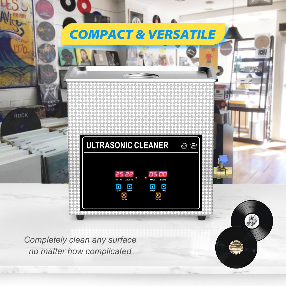 6L Ultrasonic Vinyl Record Cleaner Machine With Lifting Bracket for 12",10" & 7" Record Cleaning