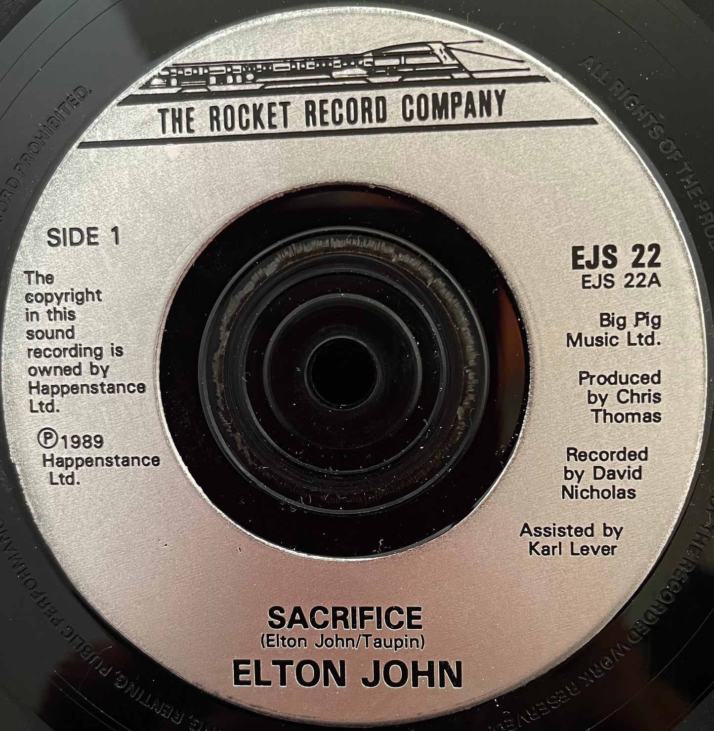 Elton John – Sacrifice / Healing Hands – USED Vinyl 7" Single