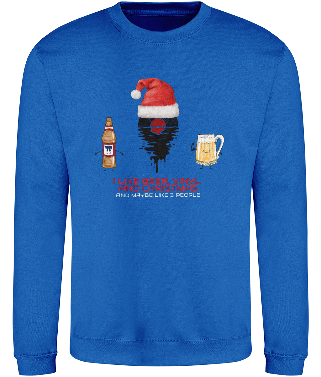 I Like Beer, Vinyl & Christmas - AWDis Sweatshirt