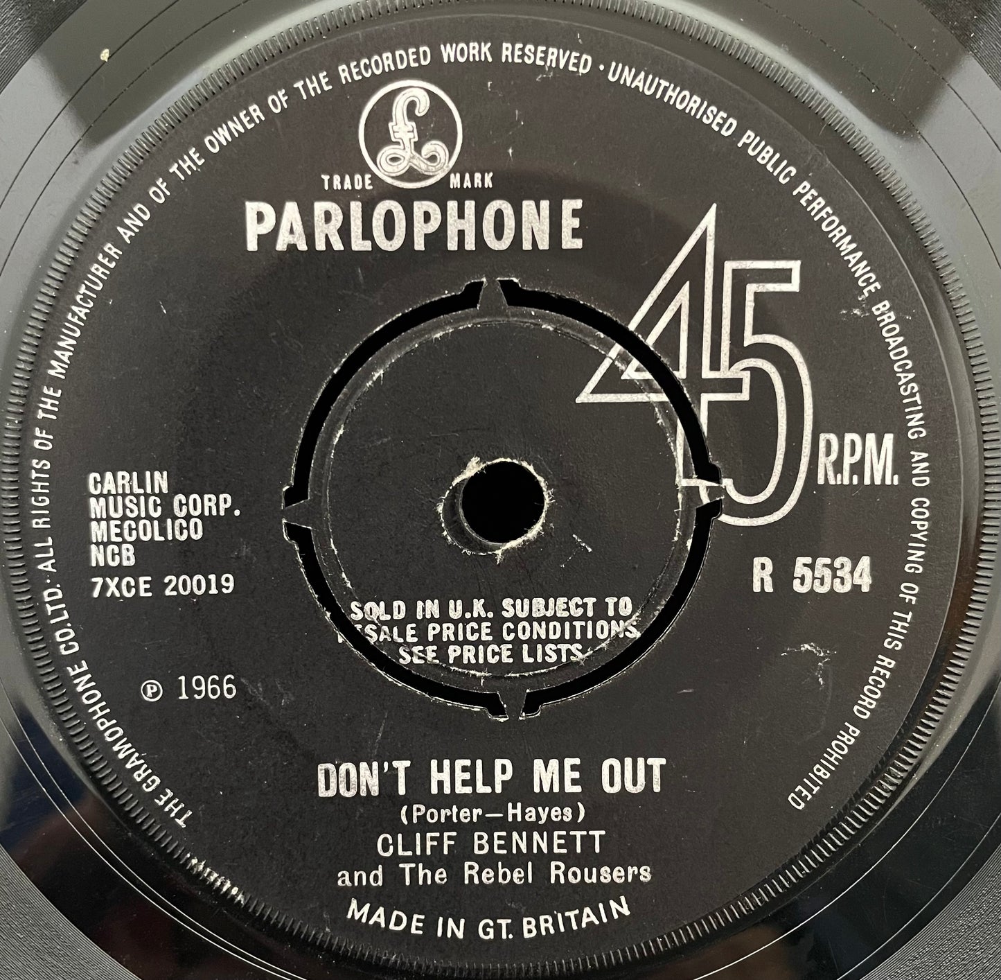 Cliff Bennett & The Rebel Rousers – Don't Help Me Out – USED Vinyl 7" Single