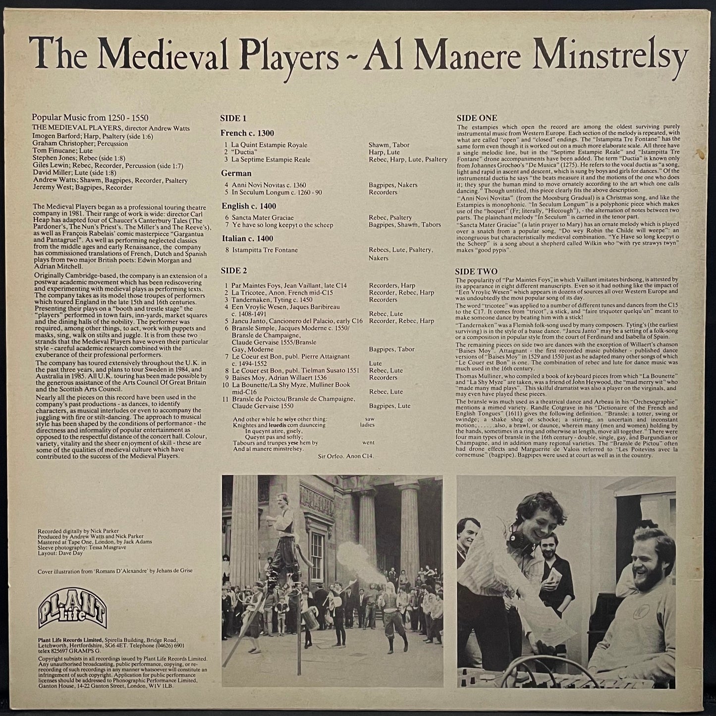 The Medieval Players – Al Manere Minstrelsy –USED Vinyl LP