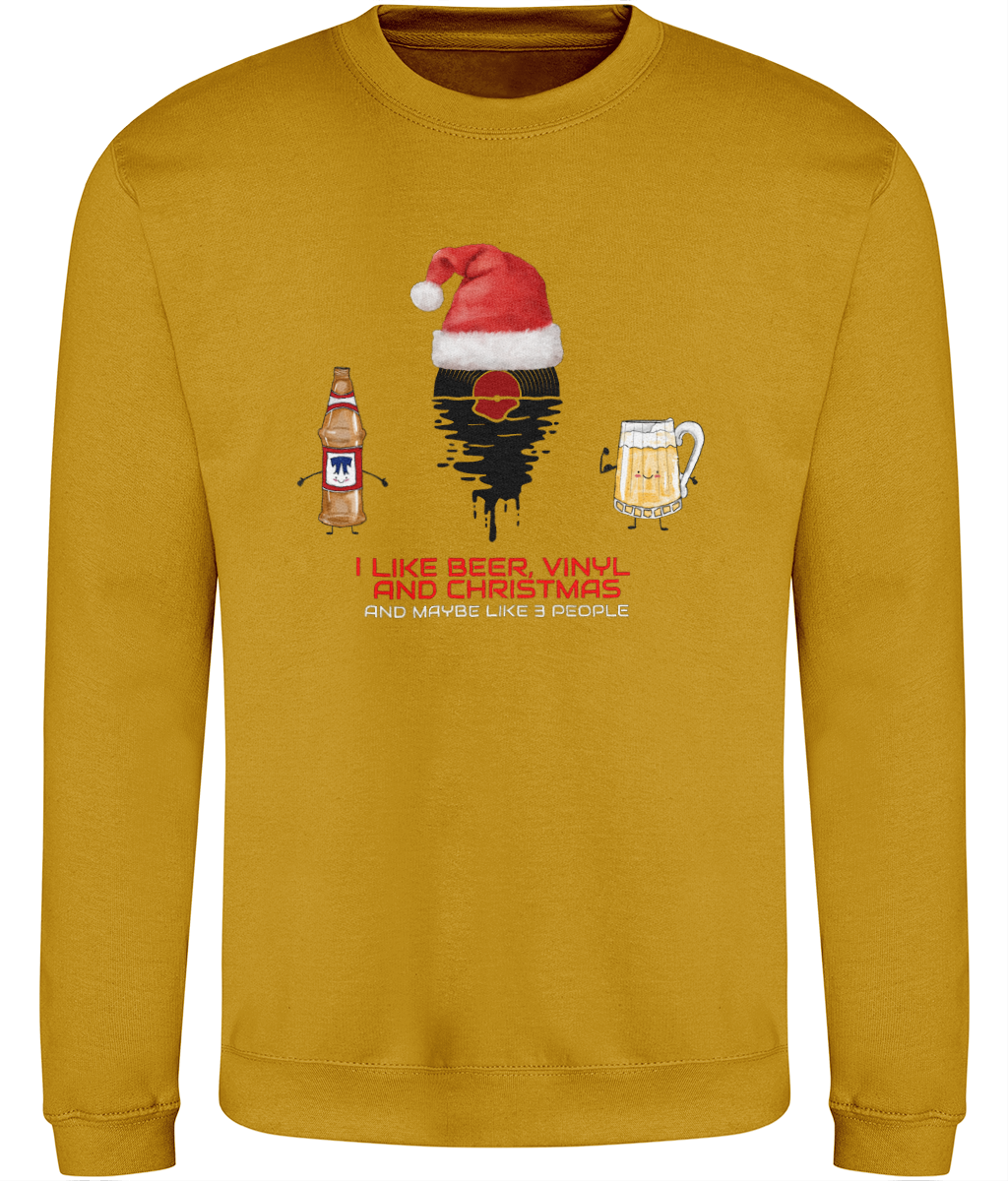 I Like Beer, Vinyl & Christmas - AWDis Sweatshirt