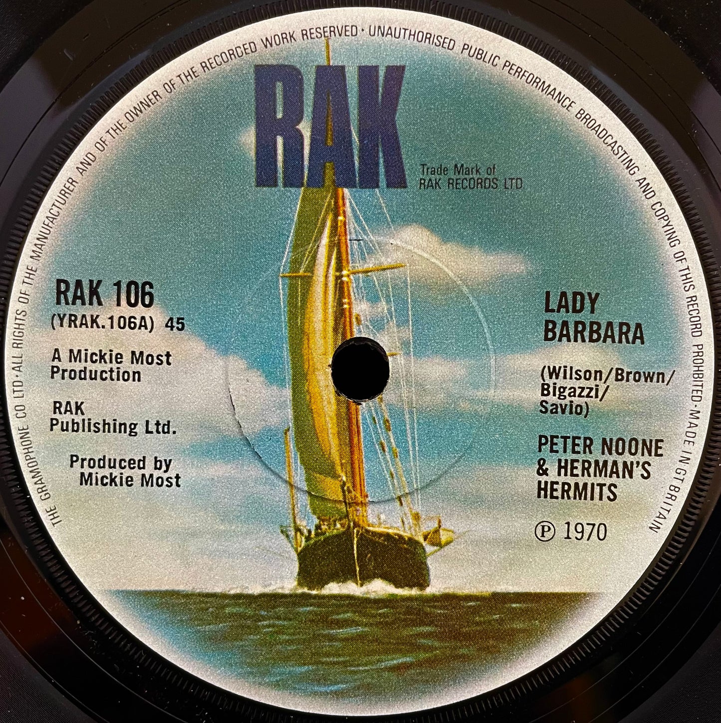 Peter Noone & Herman's Hermits – Lady Barbara - USED Vinyl 7" Single