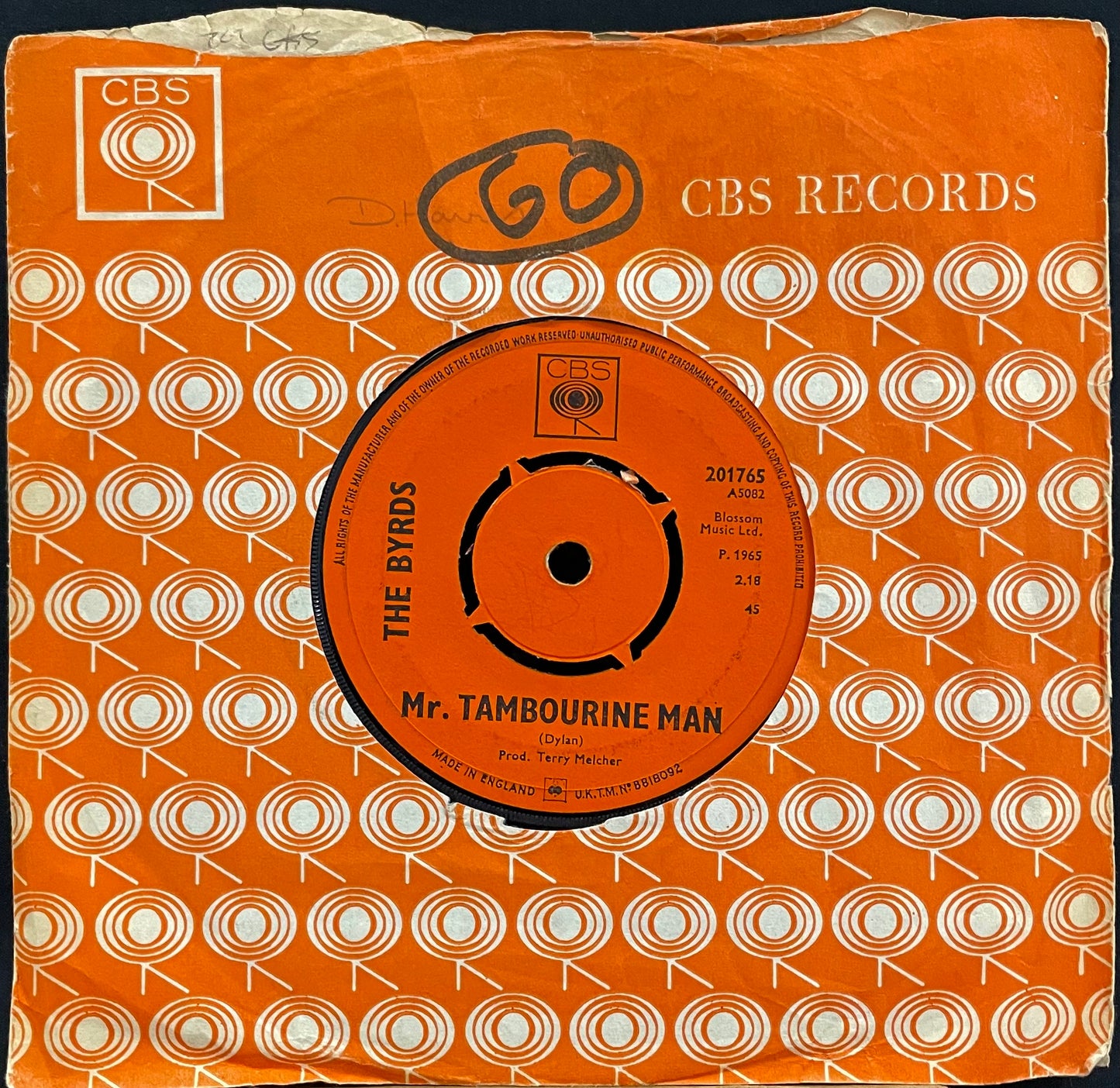 The Byrds – Mr. Tambourine Man – USED Vinyl 7" Single