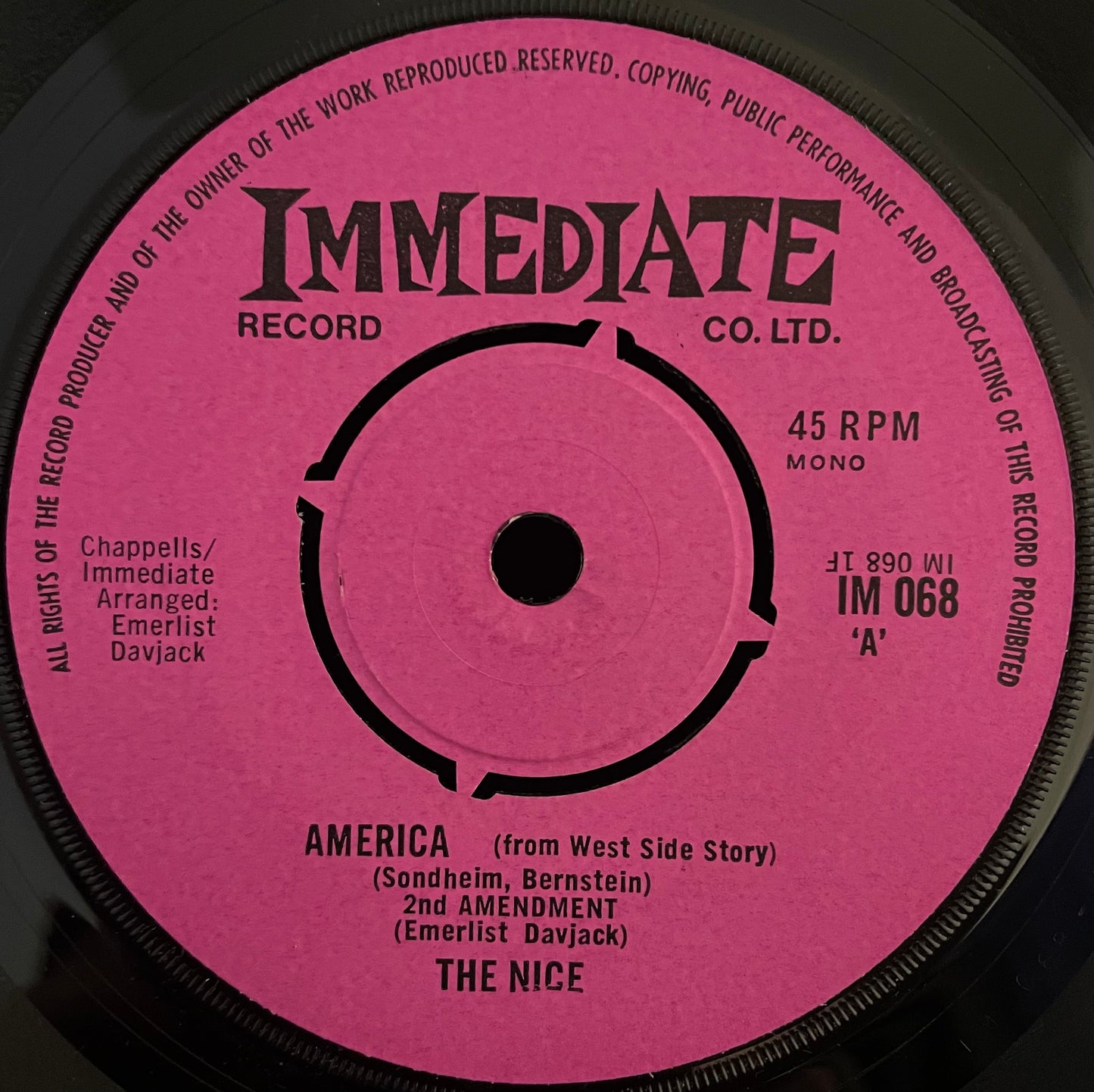 The Nice – America – USED Vinyl 7" Single MONO