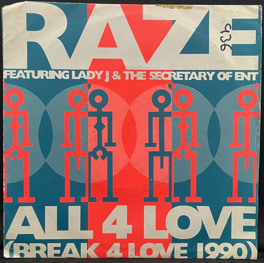 Raze Featuring Lady J & The Secretary Of Ent. – All 4 Love – USED Vinyl 7" Single