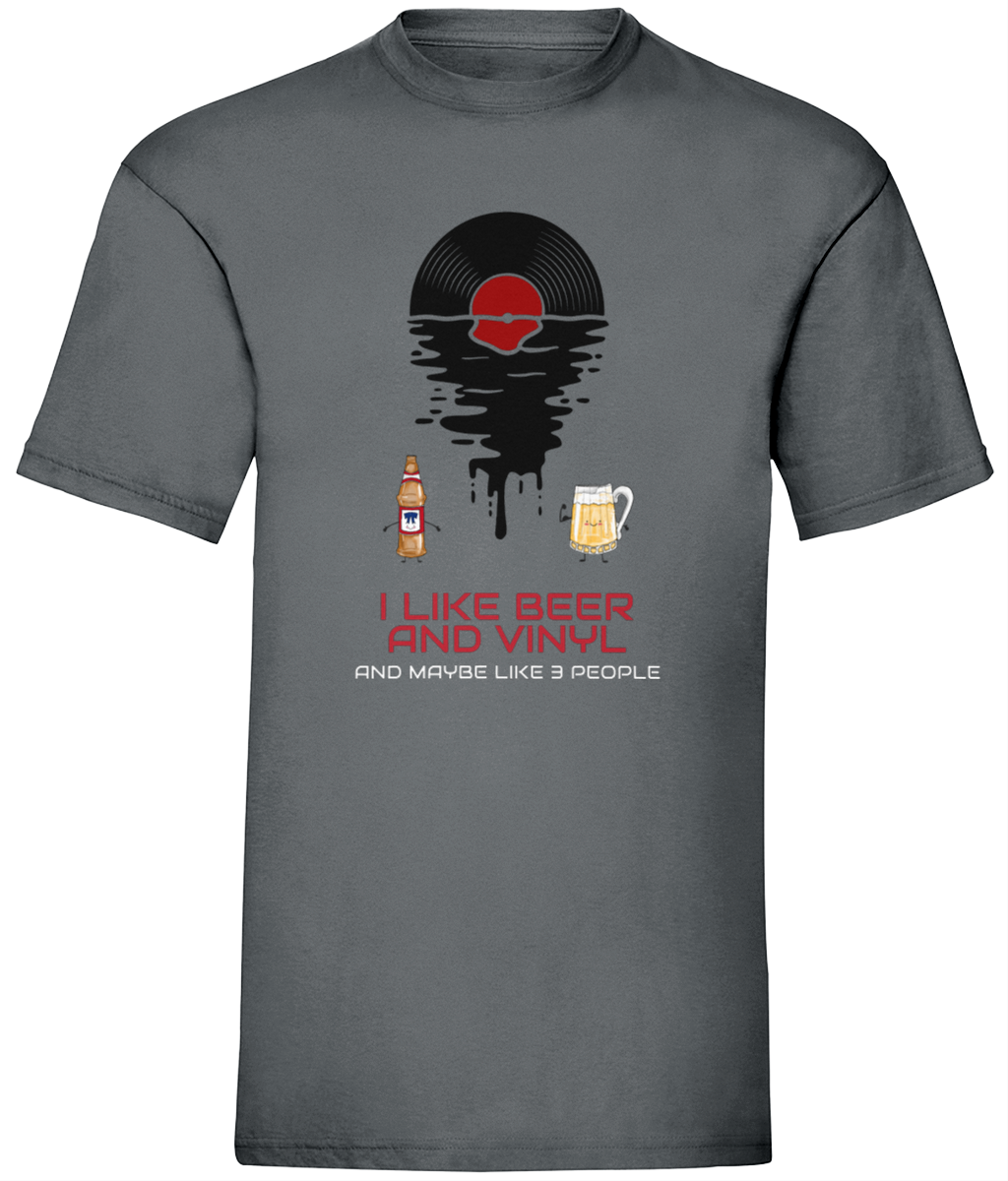 I Like Beer & Vinyl - Fruit of the Loom T-Shirt