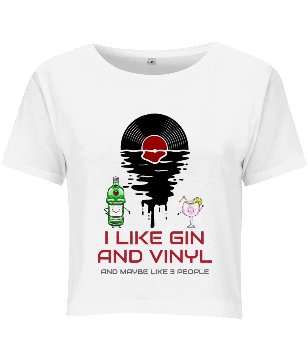 I Like Gin & Vinyl - Ladies Cropped T-Shirt