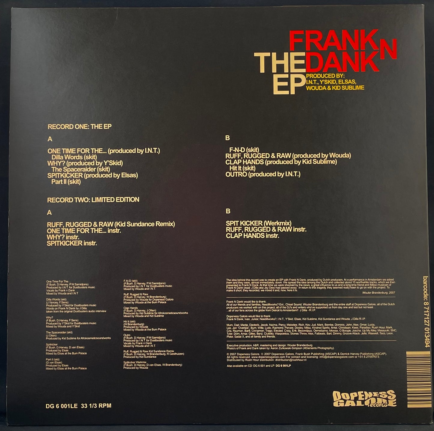 Frank N Dank – The EP - USED Vinyl 12" 2EP