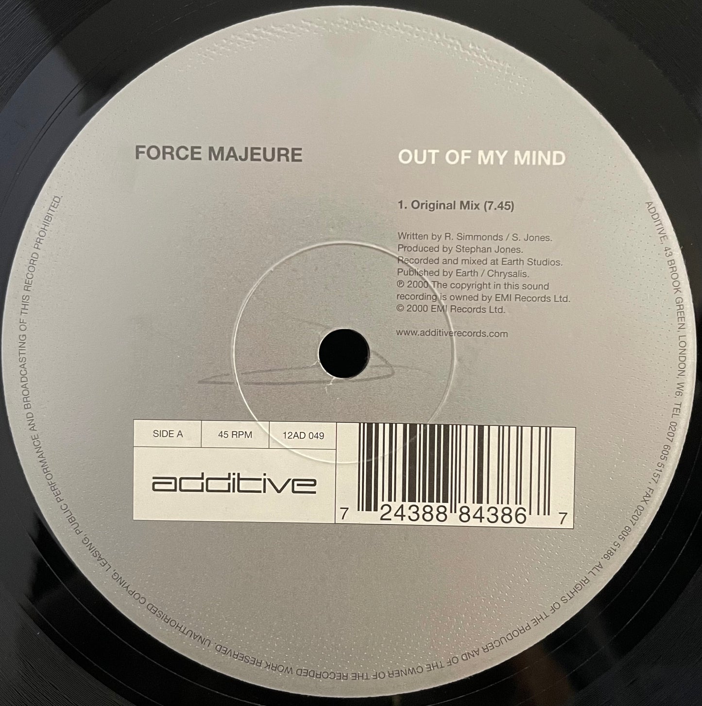 Force Majeure – Out Of My Mind – USED Vinyl 12" Single