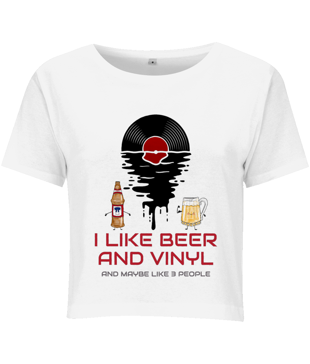 I Like Beer & Vinyl - Ladies Cropped T-Shirt