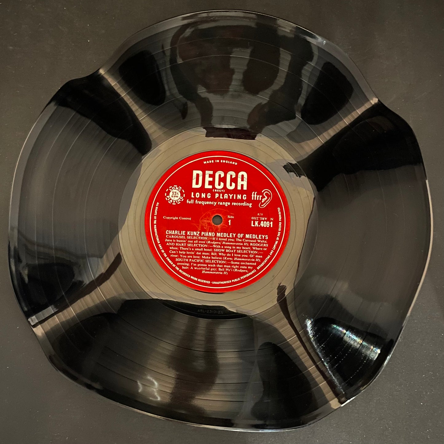 The 'Decca Red' 12" Vinyl Record Bowl