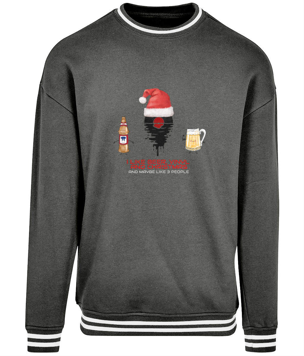 I Like Beer, Vinyl & Christmas -  College crewneck sweatshirt