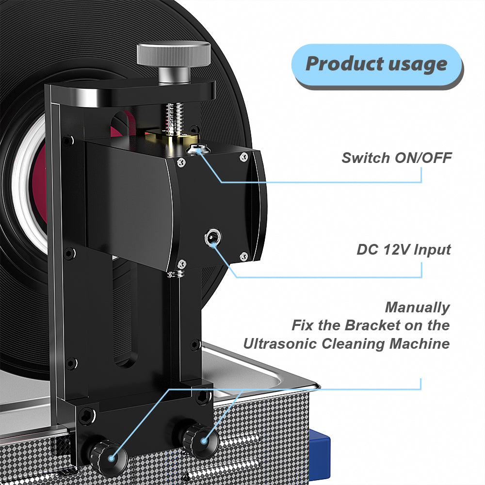 6L Ultrasonic Vinyl Record Cleaner Machine With Lifting Bracket for 12",10" & 7" Record Cleaning