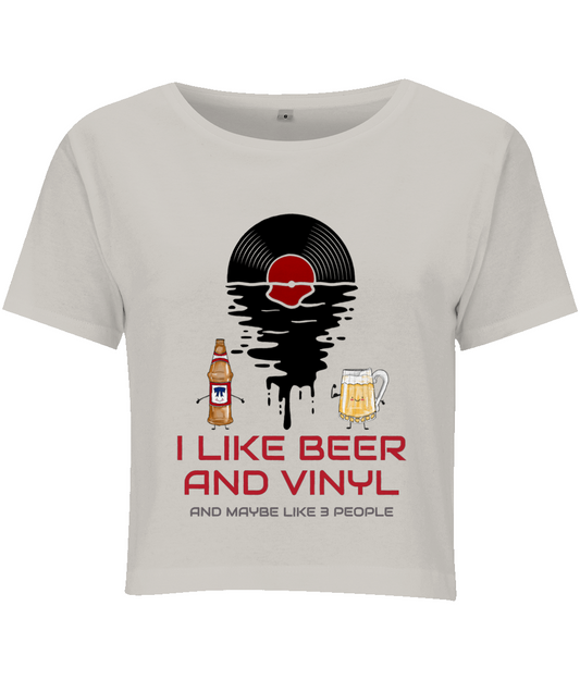 I Like Beer & Vinyl - Ladies Cropped T-Shirt