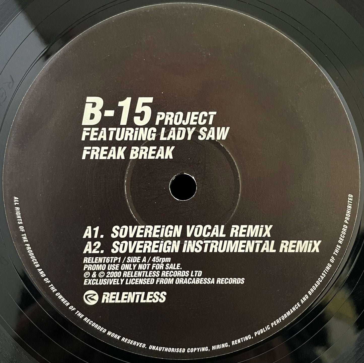 B-15 Project Featuring Lady Saw – Freak Break – USED Vinyl 12" Single PROMO 33⅓