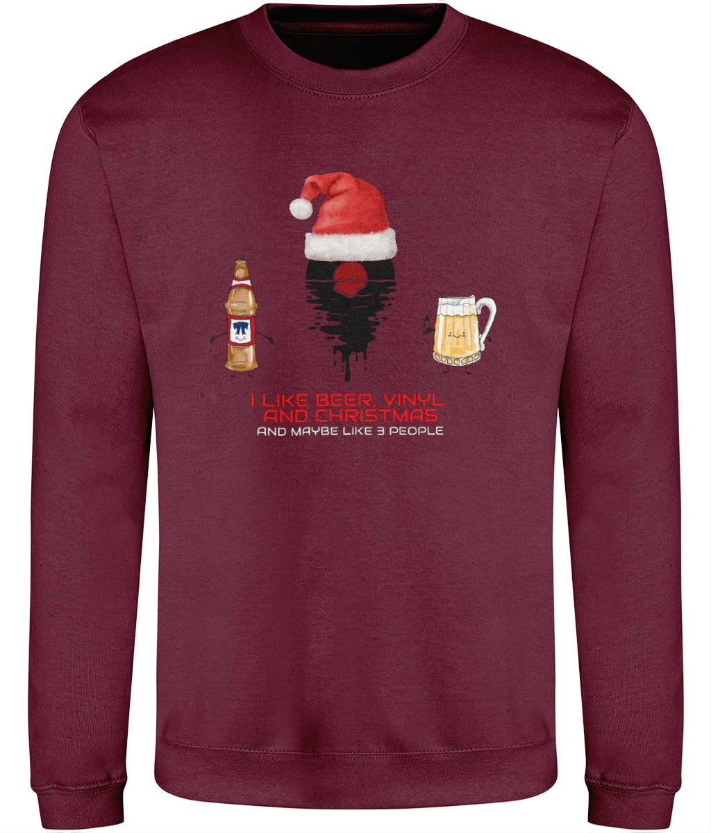 I Like Beer, Vinyl & Christmas - AWDis Sweatshirt