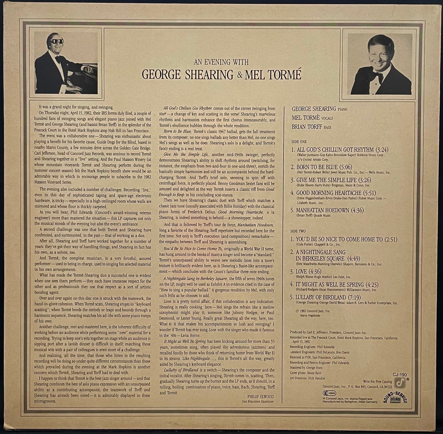 An Evening With George Shearing And Mel Tormé - USED Vinyl LP