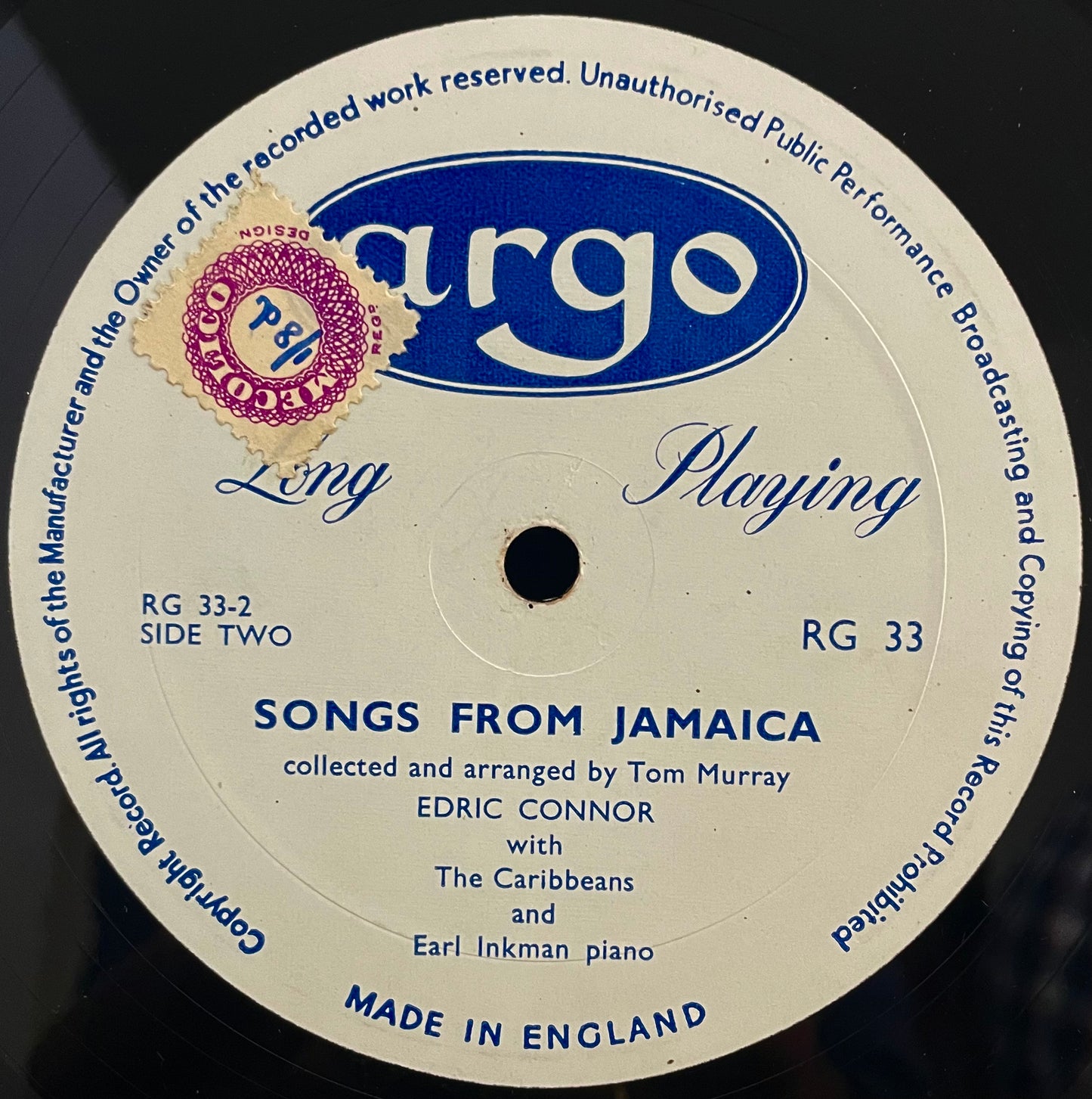 Edric Connor And The Caribbeans – Songs From Jamaica - USED Vinyl LP - MONO