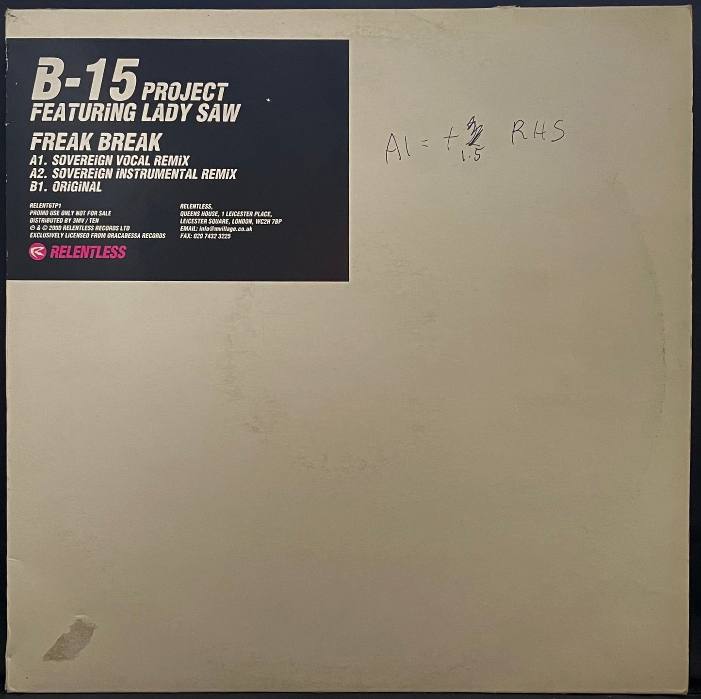 B-15 Project Featuring Lady Saw – Freak Break – USED Vinyl 12" Single PROMO 33⅓