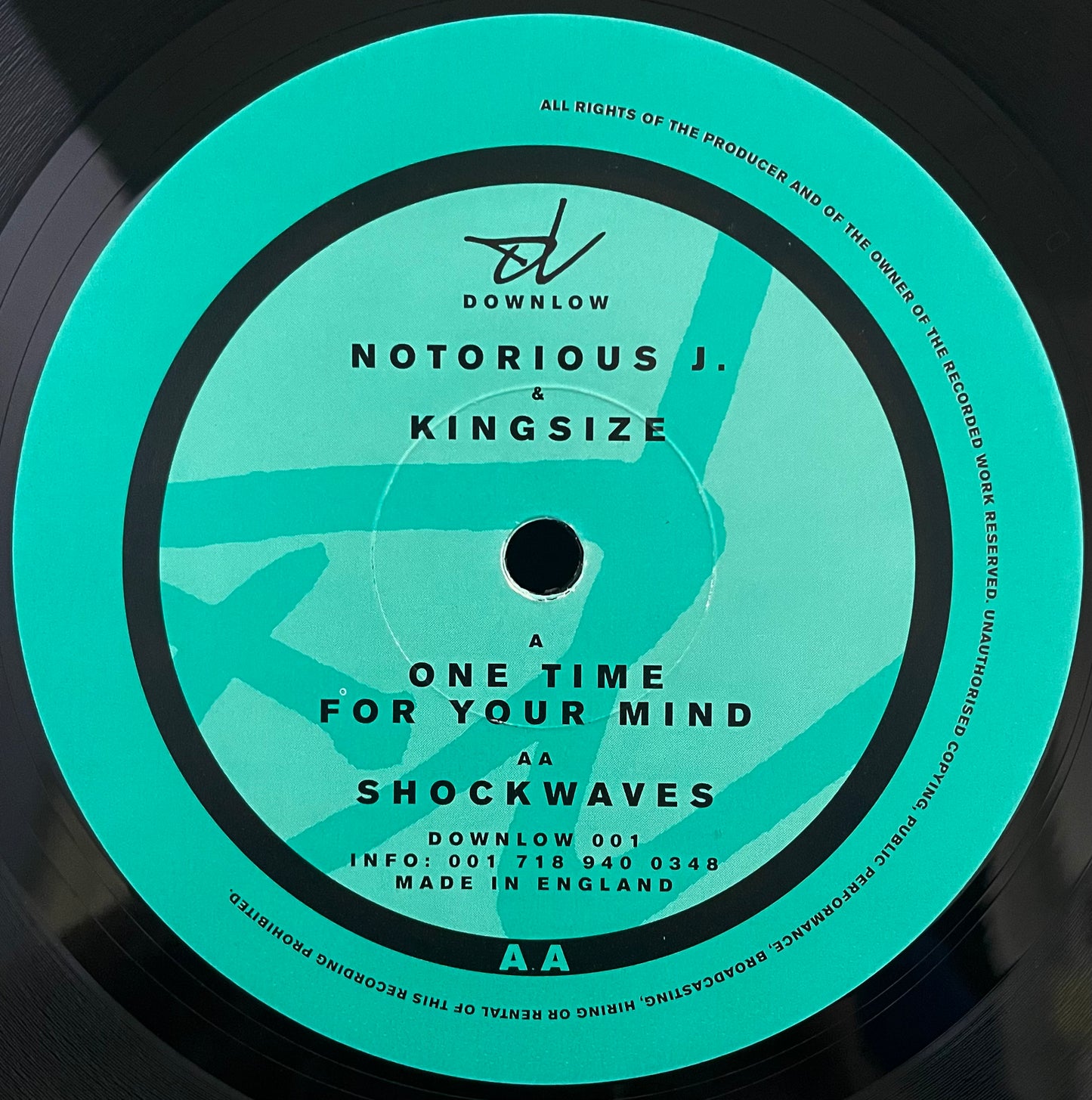 Notorious J. & Kingsize – One Time For Your Mind / Shockwaves – USED Vinyl 12" Single