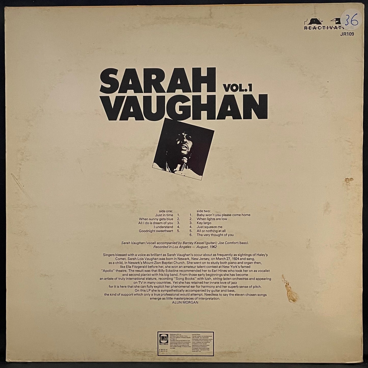 Sarah Vaughan – Sarah Vaughan Vol. 1 – USED Vinyl LP