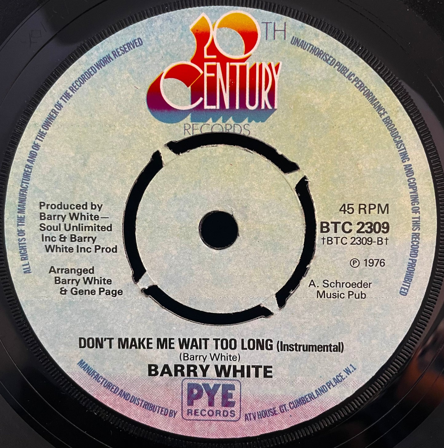 Barry White – Don't Make Me Wait Too Long - USED Vinyl 7" Single