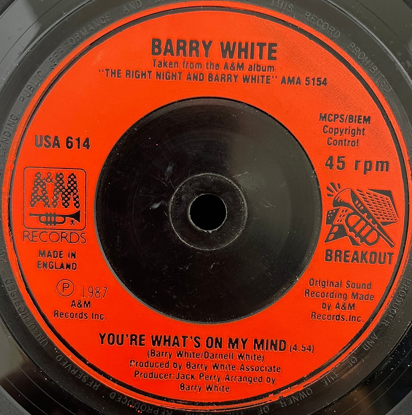 Barry White – Sho' You Right - USED Vinyl 7" Single