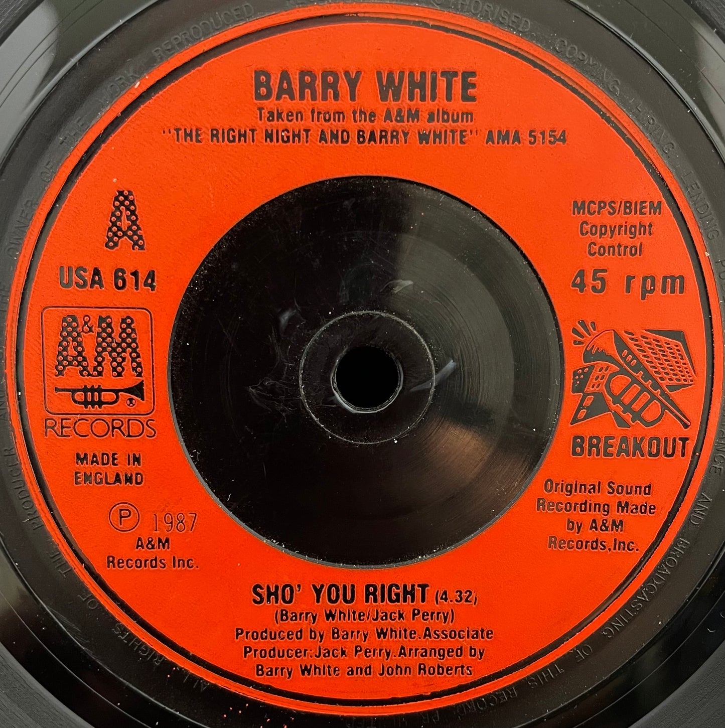 Barry White – Sho' You Right - USED Vinyl 7" Single