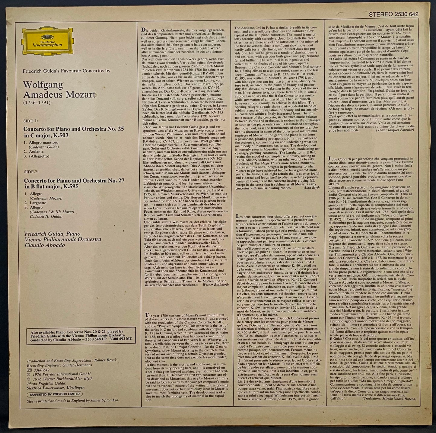 Mozart – Piano Concertos Nos. 25 & 27 – USED Vinyl LP