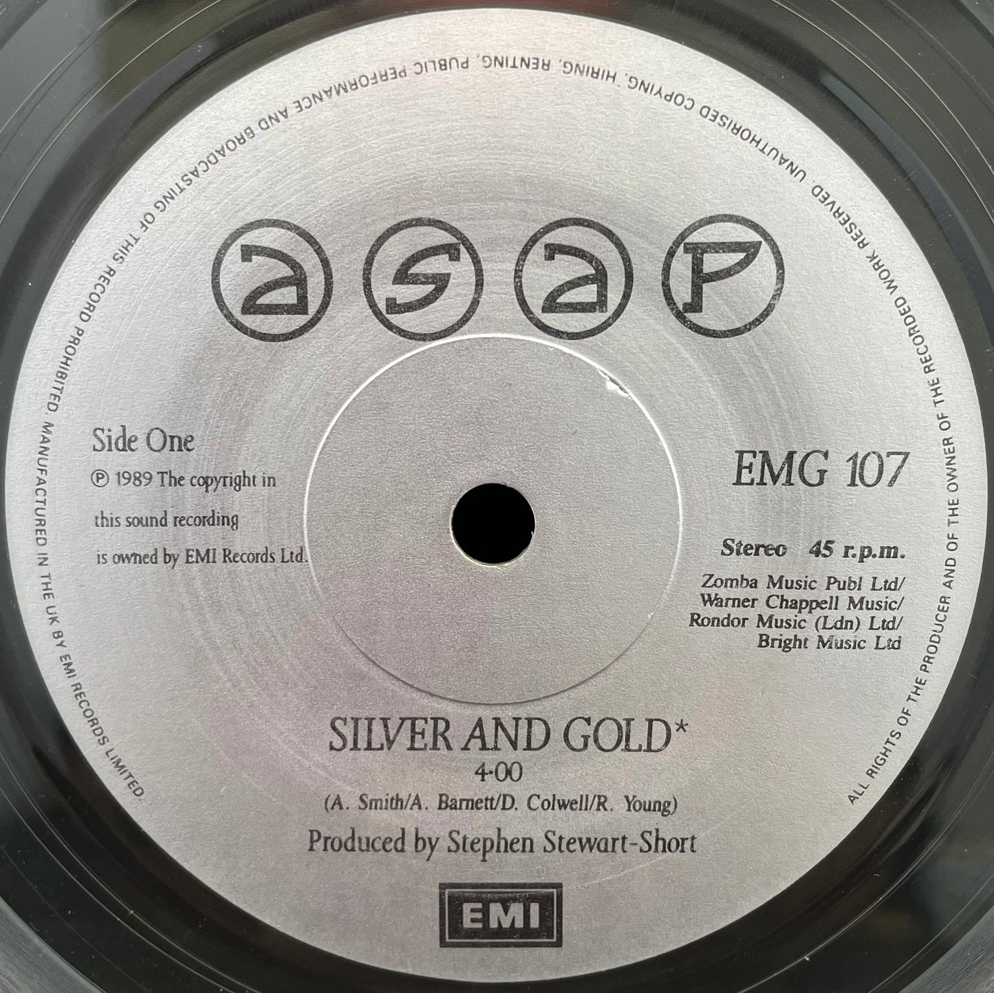 ASAP – Silver And Gold – USED Vinyl 7" Single - Ltd. Edition - CLEAR