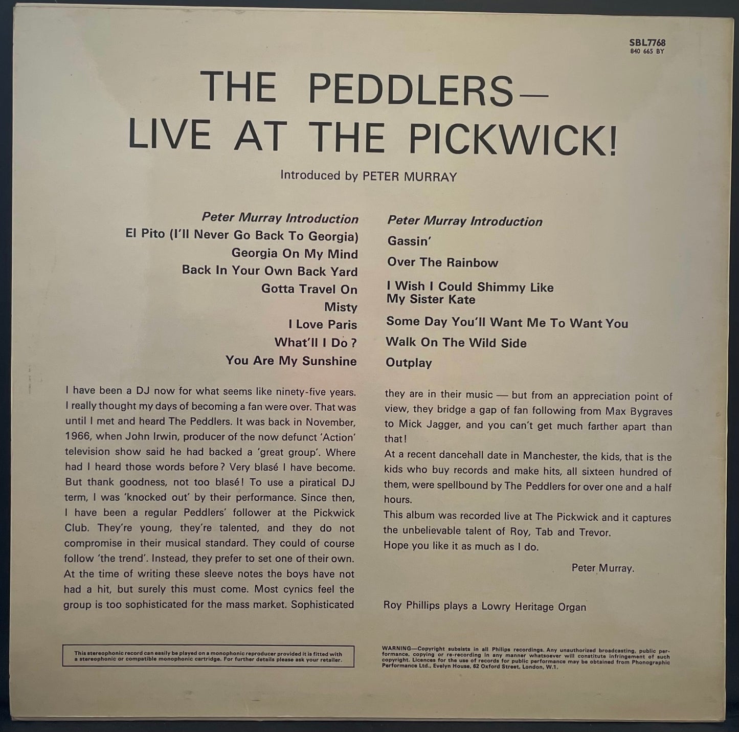 The Peddlers – Live At The Pickwick! - USED Vinyl LP