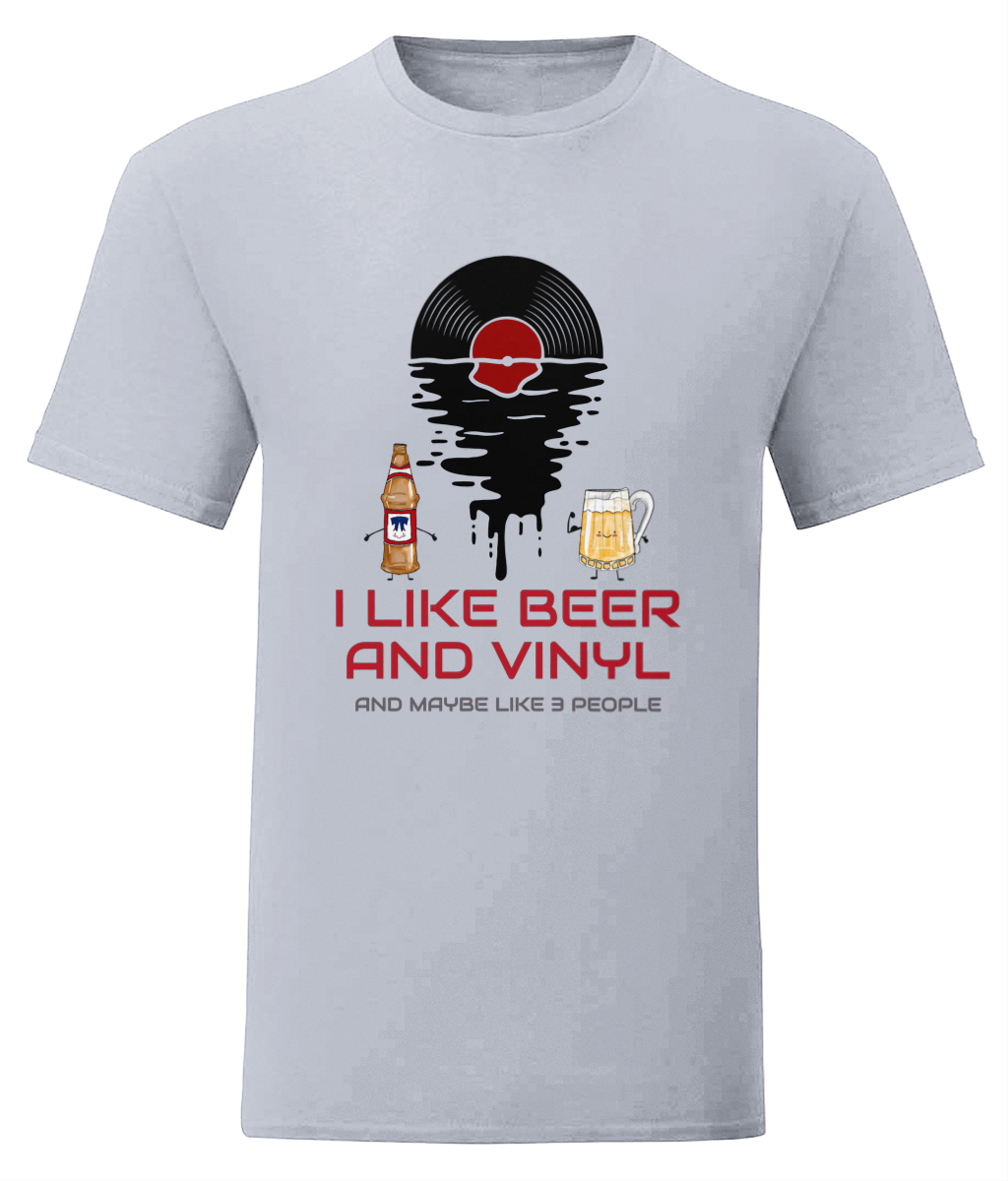 I Like Beer & Vinyl - Fruit of the Loom T-Shirt