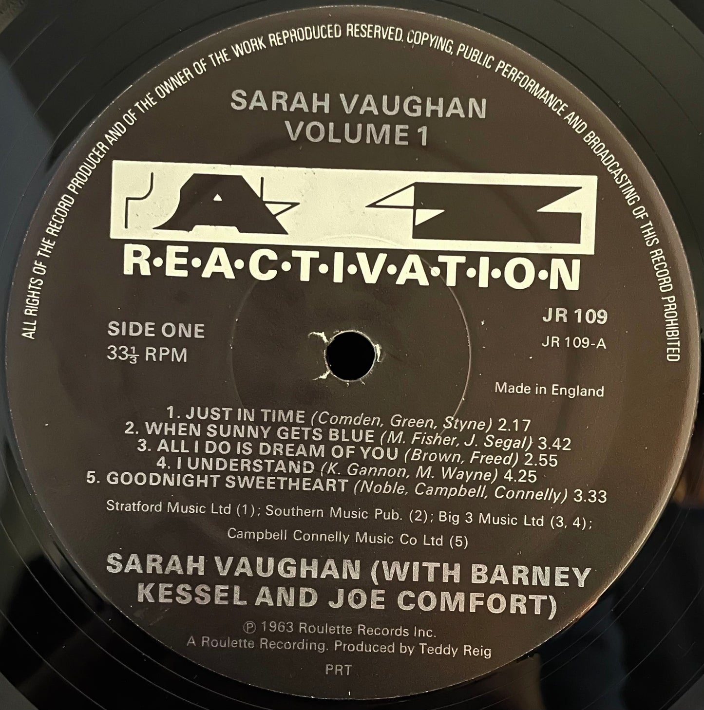 Sarah Vaughan – Sarah Vaughan Vol. 1 – USED Vinyl LP