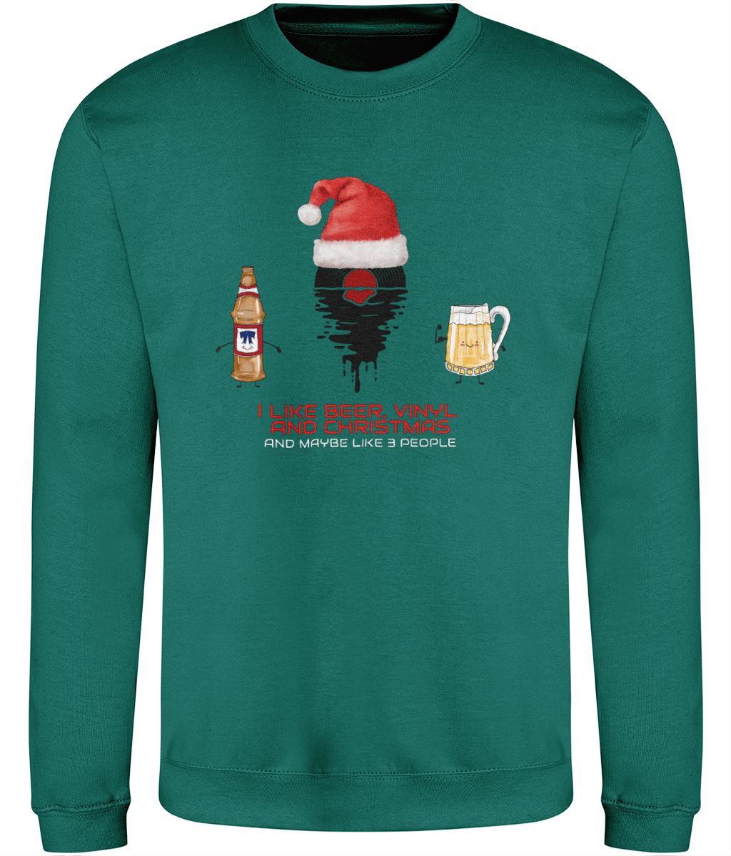 I Like Beer, Vinyl & Christmas - AWDis Sweatshirt