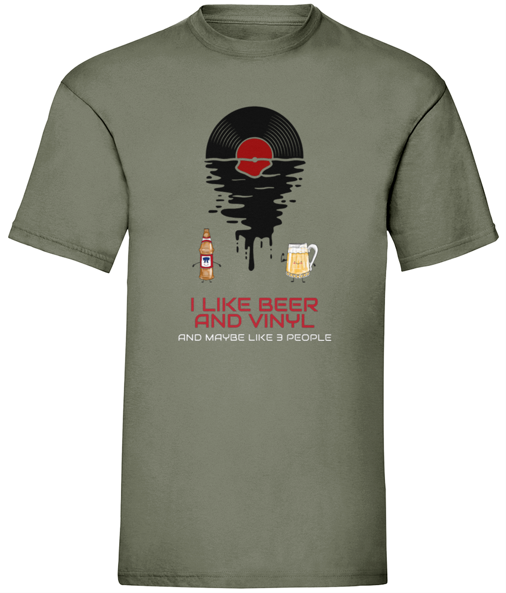 I Like Beer & Vinyl - Fruit of the Loom T-Shirt