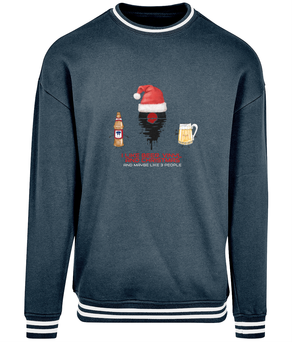 I Like Beer, Vinyl & Christmas -  College crewneck sweatshirt