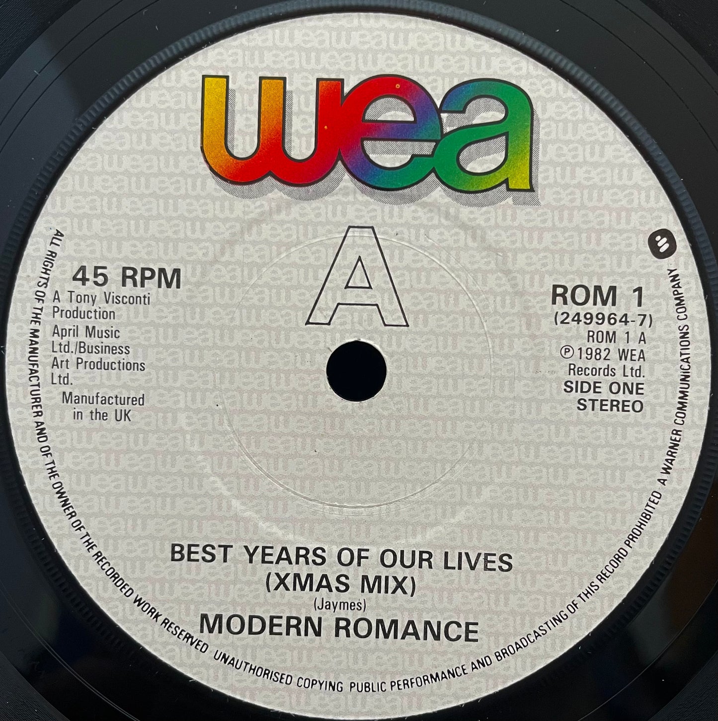 Modern Romance – Best Years Of Our Lives - USED Vinyl 7" Single