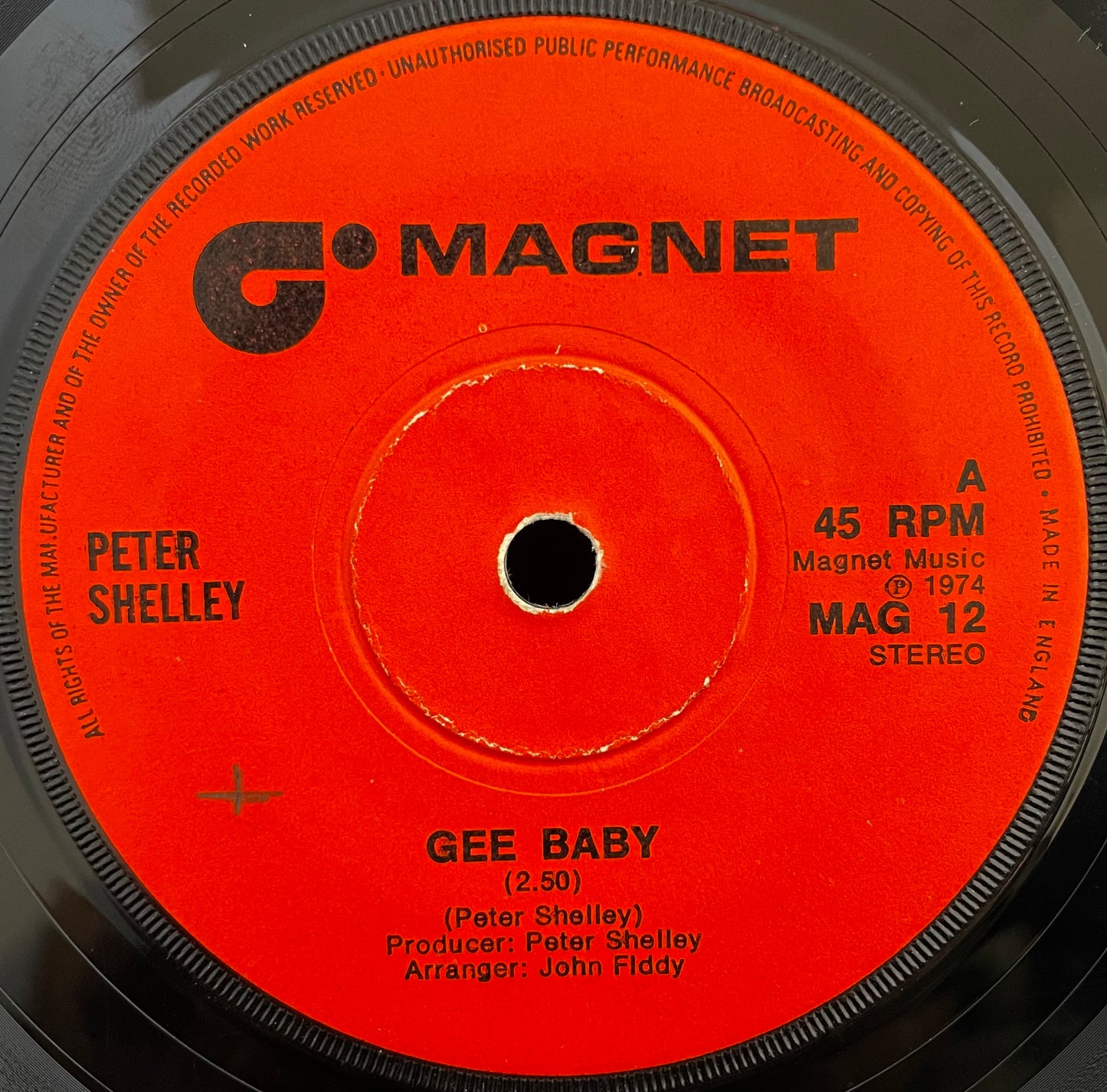 Peter Shelley – Gee Baby - USED Vinyl 7" Single