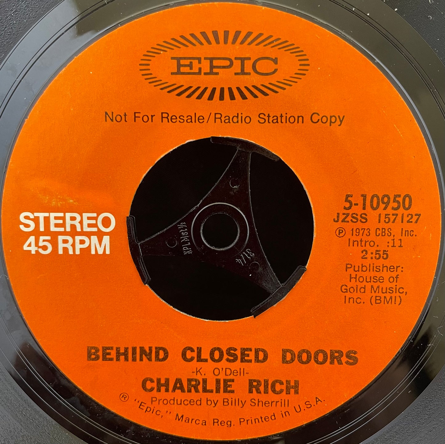 Charlie Rich – Behind Closed Doors - USED Vinyl 7" Single - MONO PROMO